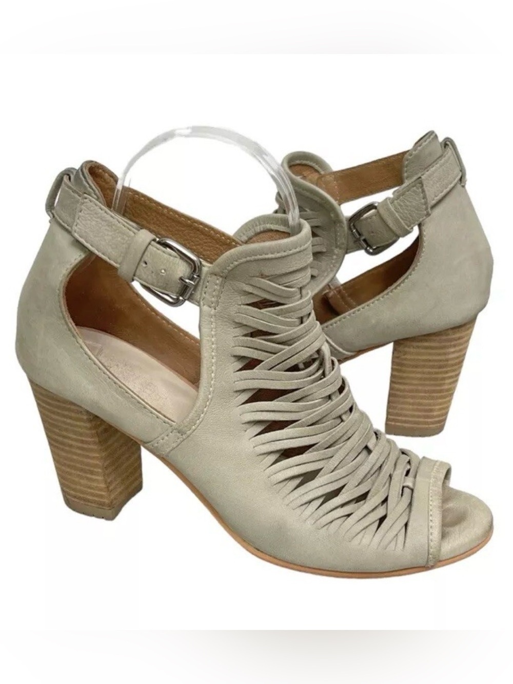 Charles By Charles David Sage Fringe Block Heel Sandals